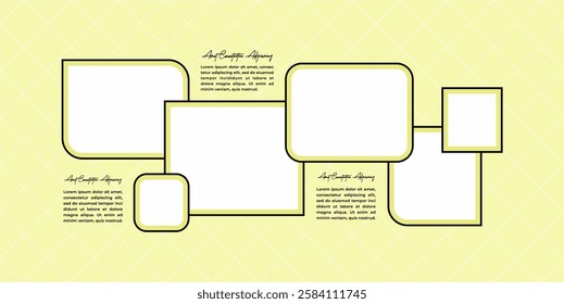 Pictures or photos frame collage. comics page grid layout abstract photo frames and digital photo wall template