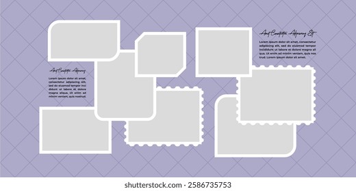 Pictures or photos frame collage. comics page grid layout abstract photo frames and digital photo wall template
