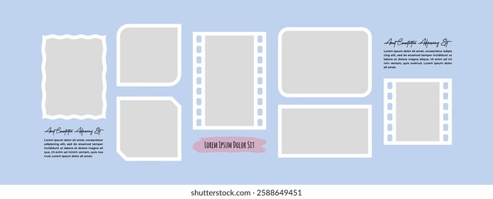 Pictures or photos frame collage. comics page grid layout abstract photo frames and digital photo wall template