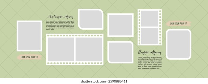 Pictures or photos frame collage. comics page grid layout abstract photo frames and digital photo wall template