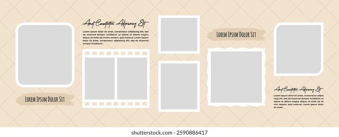 Pictures or photos frame collage. comics page grid layout abstract photo frames and digital photo wall template