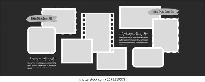 
Pictures or photos frame collage. comics page grid layout abstract photo frames and digital photo wall template