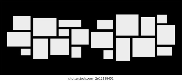 Pictures or photos frame collage. comics page grid layout abstract photo frames and digital photo wall template