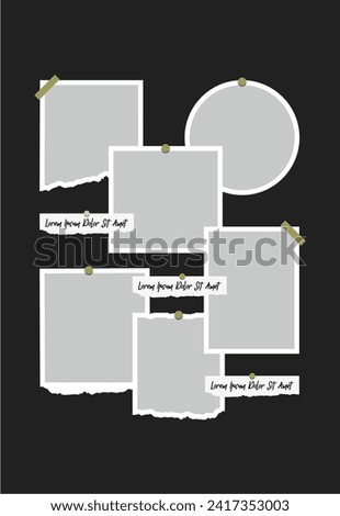 Pictures or photos frame collage. comics page grid layout abstract photo frames and digital photo wall template