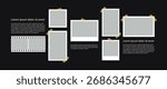 Pictures or photos frame collage. Empty retro photo frames with ribbon. Vintage templates for scrapbook or memory album.