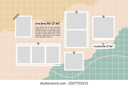 Pictures or photos frame collage layout abstract photo frames and digital photo wall template