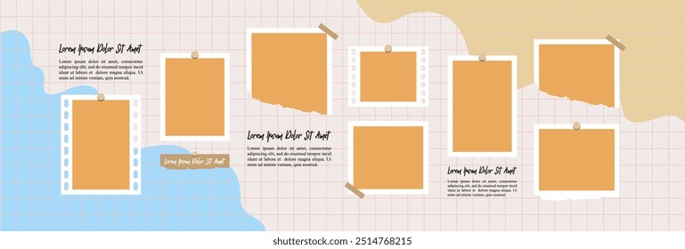 Pictures or photos frame collage layout abstract photo frames and digital photo wall template