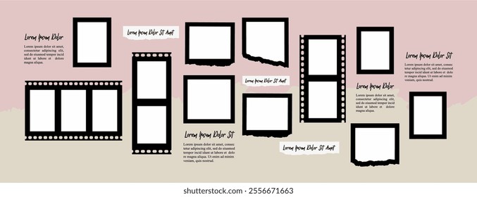 Pictures or photos frame collage layout abstract photo frames and digital photo wall template
