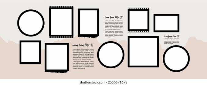 Pictures or photos frame collage layout abstract photo frames and digital photo wall template

