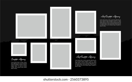 Pictures or photos frame collage layout abstract photo frames and digital photo wall template