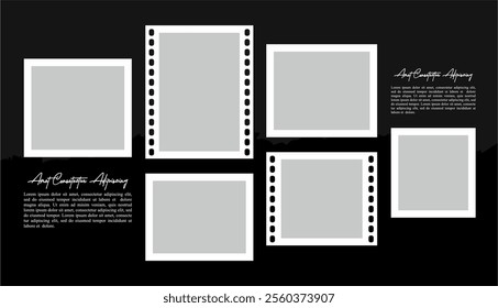 Pictures or photos frame collage layout abstract photo frames and digital photo wall template