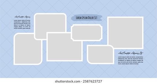 Pictures or photos frame collage layout abstract photo frames and digital photo wall template