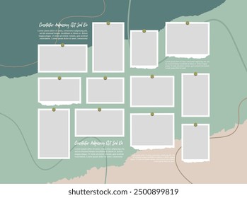 Pictures or photos frame collage, page grid layout abstract photo frames and digital photo wall template