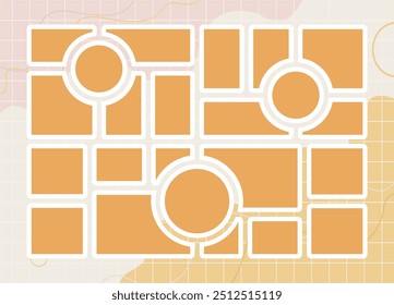 Pictures or photos frame collage, page grid layout abstract photo frames and digital photo wall template