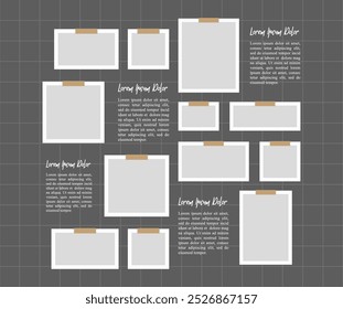 Colagem de moldura de fotos ou fotos, molduras abstratas de layout de grade de página e modelo de parede de foto digital
