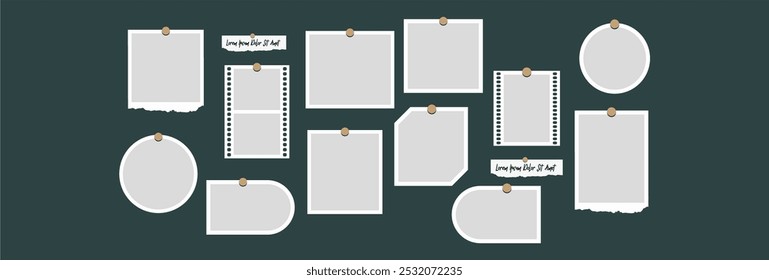 Pictures or photos frame collage, page grid layout abstract photo frames and digital photo wall template
