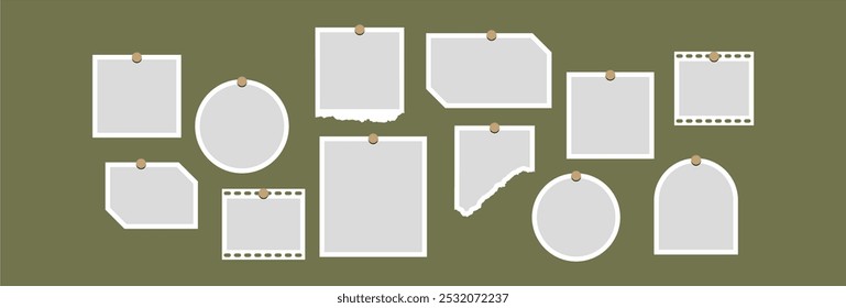 Pictures or photos frame collage, page grid layout abstract photo frames and digital photo wall template
