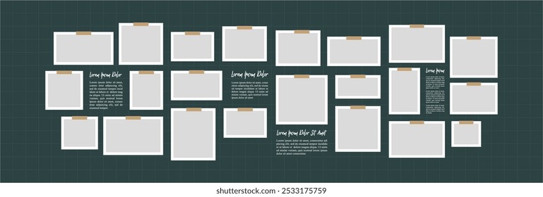 Colagem de moldura de fotos ou fotos, molduras abstratas de layout de grade de página e modelo de parede de foto digital