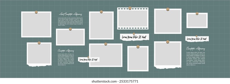 Pictures or photos frame collage, page grid layout abstract photo frames and digital photo wall template