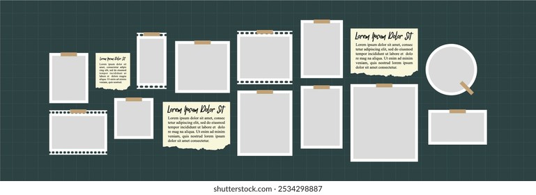 Pictures or photos frame collage, page grid layout abstract photo frames and digital photo wall template