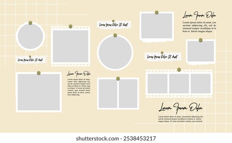 Pictures or photos frame collage, page grid layout abstract photo frames and digital photo wall template