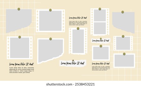 Pictures or photos frame collage, page grid layout abstract photo frames and digital photo wall template