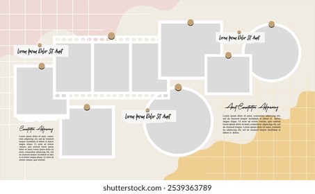 Colagem de moldura de fotos ou fotos, molduras abstratas de layout de grade de página e modelo de parede de foto digital
