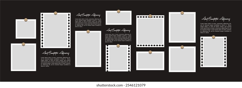 Pictures or photos frame collage, page grid layout abstract photo frames and digital photo wall template