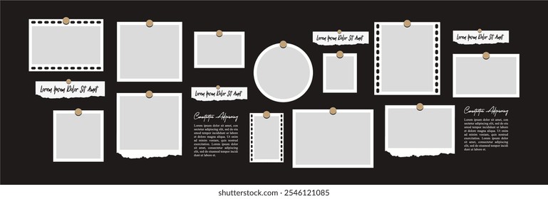 Pictures or photos frame collage, page grid layout abstract photo frames and digital photo wall template