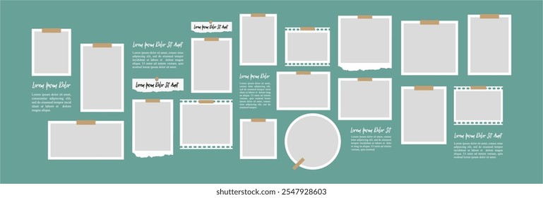 Pictures or photos frame collage, page grid layout abstract photo frames and digital photo wall template