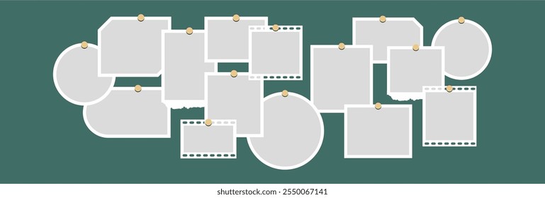 Pictures or photos frame collage, page grid layout abstract photo frames and digital photo wall template
