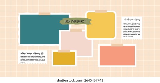 Pictures or photos frame collage, page grid layout abstract photo frames and digital photo wall template