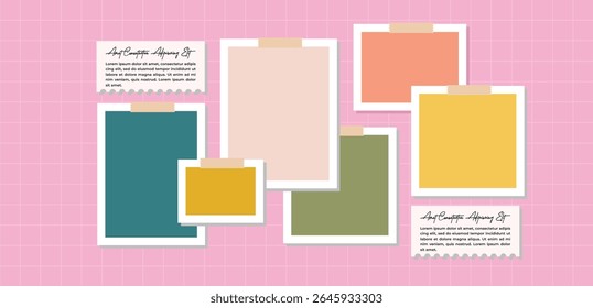 Pictures or photos frame collage, page grid layout abstract photo frames and digital photo wall template
