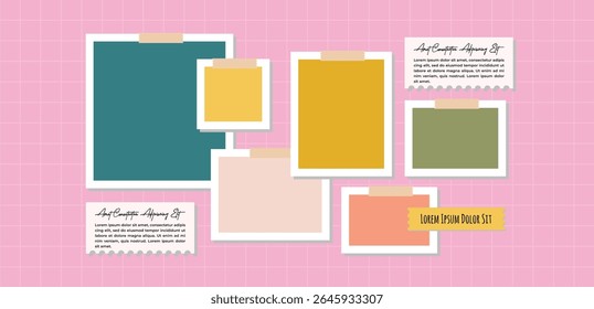 Pictures or photos frame collage, page grid layout abstract photo frames and digital photo wall template