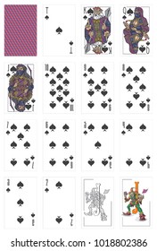 Pictures of playing cards, Spades suit from deuce to ace, jokers and back side shirt