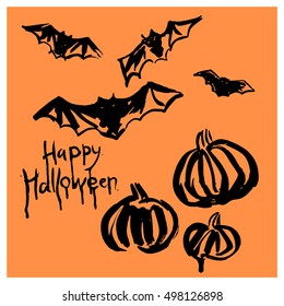 Pictures pumpkins and bats for Halloween