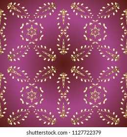 Pictures in purple, brown and beige colors. Vector. Traditional classic ornament. Vintage pattern with arabesques. Seamless. Oriental nice pattern with arabesques and floral elements.