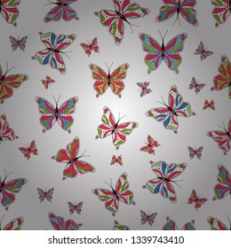 Pictures witg tropical butterflies. Seamless floral summer pattern background on black, white and pink colors. Perfect for wallpapers, web page backgrounds, surface textures, textile. Vector.
