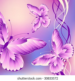 Picturesque background with butterflies