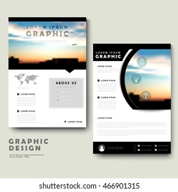Picturesque brochure template design with city landscape
