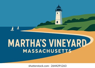 A picturesque day on Martha’s Vineyard, Massachusetts, where beautiful beaches, charming seaside views, and quaint villages create a peaceful coastal retreat with the island’s iconic lighthouses