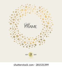 The picturesque frame in gold tones on a light background. Template for design postcards, posters and booklets.