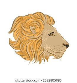 Picturesque head of a lion, profile. Vector illustration