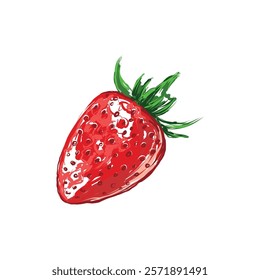 A picturesque illustration of a juicy strawberry. Vector