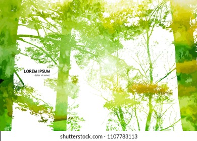 Picturesque landscape in the forest. Vector