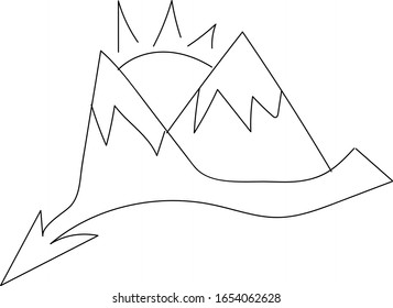 
picturesque mountains black pen on a white background. Logotype Design