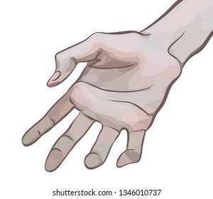 Picturesquely painted hand with oil paints. Artistic hand like a real in vector. Scenic and pictorial for your design