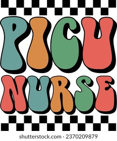 PICU Nurse Gift Retro T-shirt Design