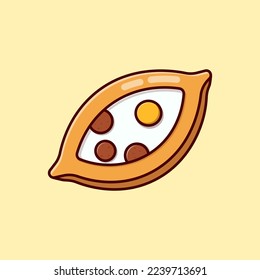 Pide food cartoon vector icon illustration