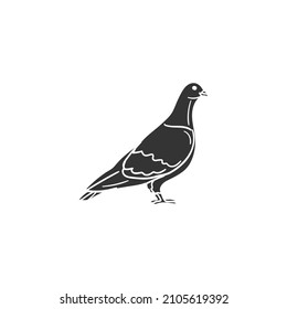 Pidgeon Icon Silhouette Illustration. Bird Dove Urban Vector Graphic Pictogram Symbol Clip Art. Doodle Sketch Black Sign.